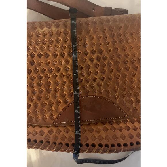 Vintage handmade, Brown leather crossbody bag - Picture 12 of 16